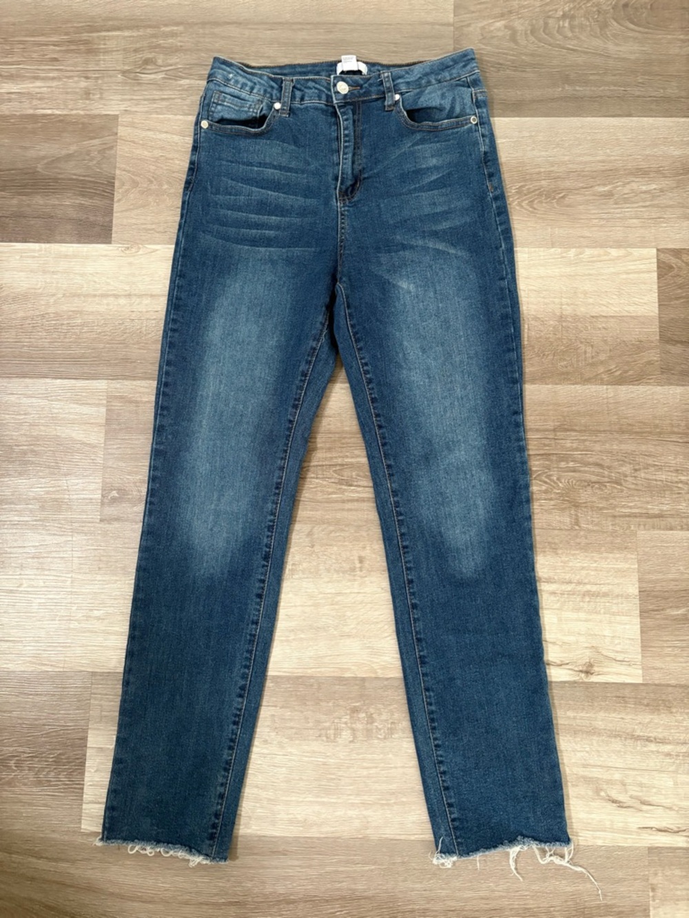 Forever 21 Dark Blue Skinny Jeans with Raw Hem
